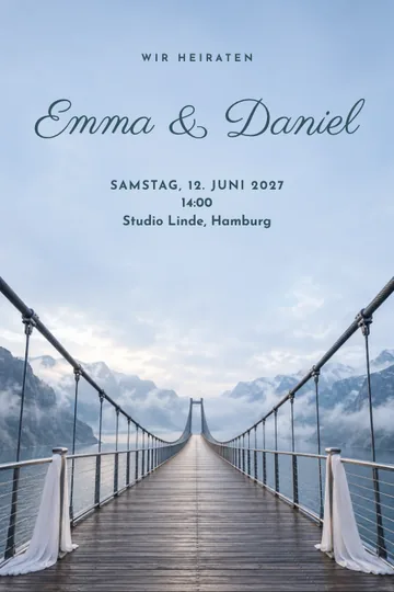 Einladung mit dem Design Hängebrückengelübde