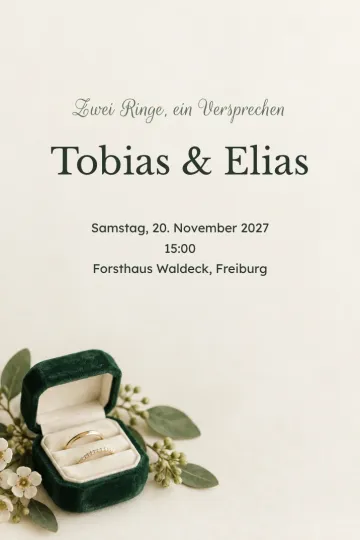 Einladung Hochzeit, Design Ringschatulle aus Samt